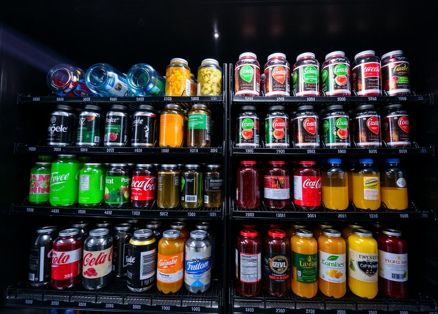 Kyld dryckesautomat fylld med läsk, vatten och juice